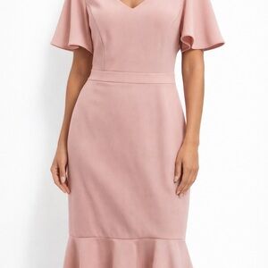 Anne Klein Blush Pink Flutter Sleeve Dress NWT Size 10 Wedding Guest Career